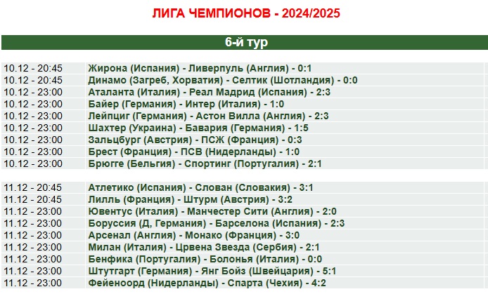 ЛЧ 2 день 12.12.24